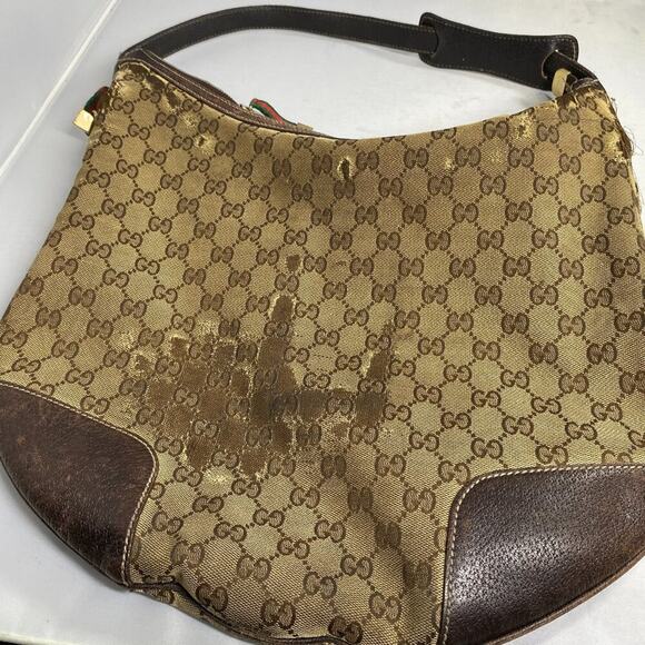 Gucci large Princy G print hobo bag. Tan canvas w brown leather. - Picture 1 of 6